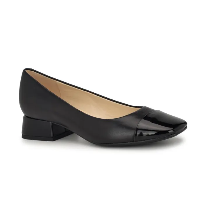 Sophe Cap Toe Pumps Black Leather Women Nine West Heels