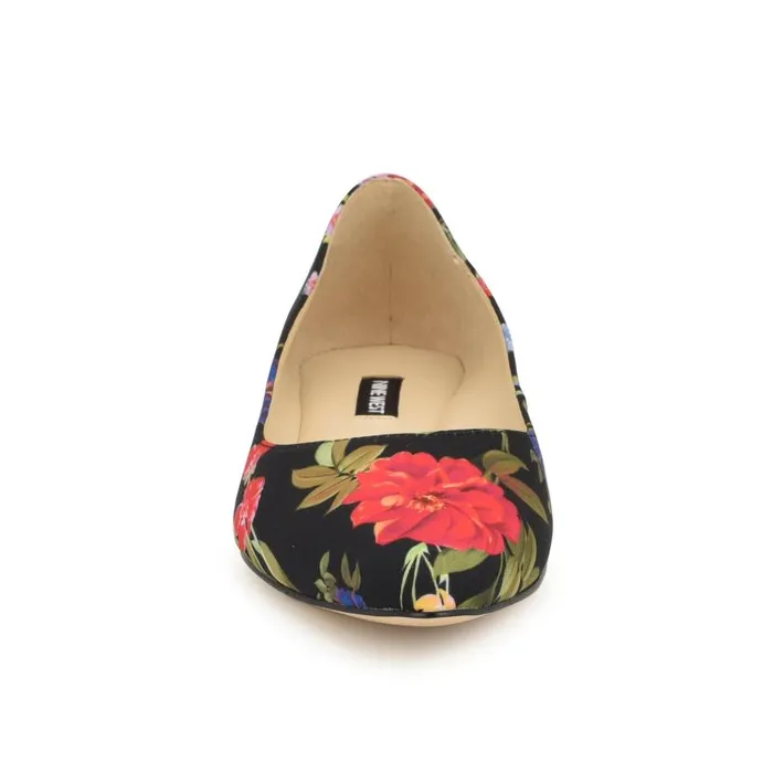 Speakup Almond Toe Flats Black Floral Women Nine West Ballets