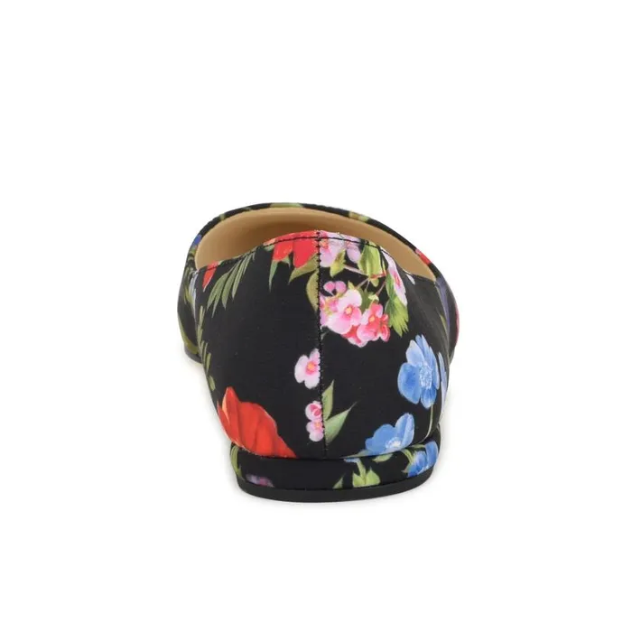 Speakup Almond Toe Flats Black Floral Women Nine West Ballets