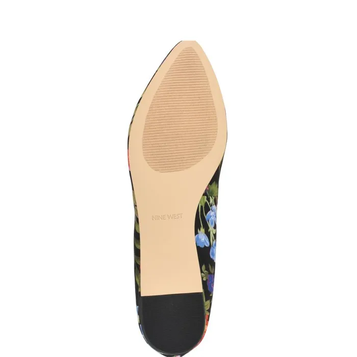 Speakup Almond Toe Flats Black Floral Women Nine West Ballets