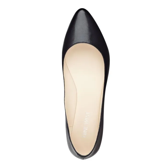 Speakup Almond Toe Flats Black Leather Women Nine West Ballets