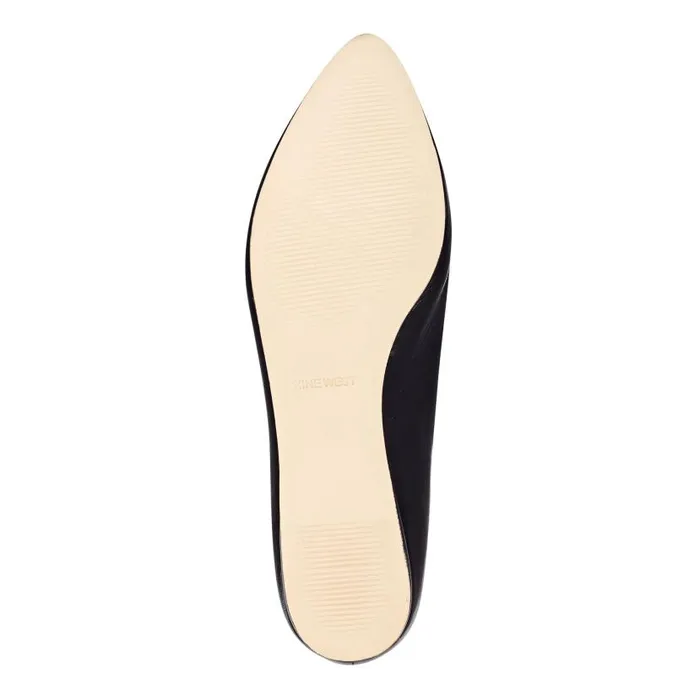 Speakup Almond Toe Flats Black Leather Women Nine West Ballets