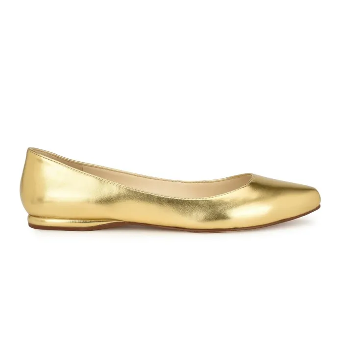 Speakup Almond Toe Flats Bronze Women Nine West Ballets