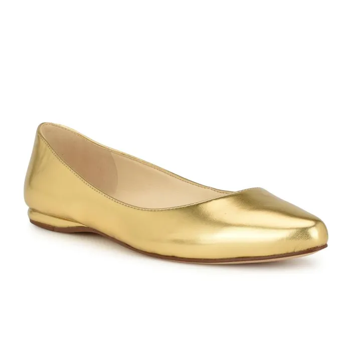 Speakup Almond Toe Flats Bronze Women Nine West Ballets