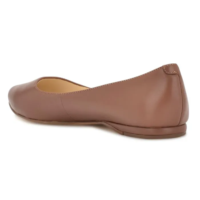 Speakup Almond Toe Flats Dark Tan Leather Women Nine West Ballets