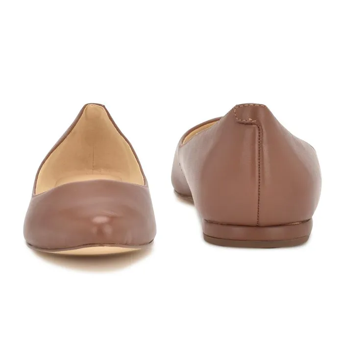 Speakup Almond Toe Flats Dark Tan Leather Women Nine West Ballets