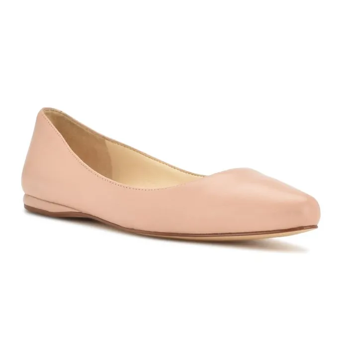 Speakup Almond Toe Flats Light Natural Leather Women Nine West Ballets