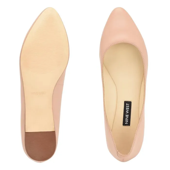 Speakup Almond Toe Flats Light Natural Leather Women Nine West Ballets