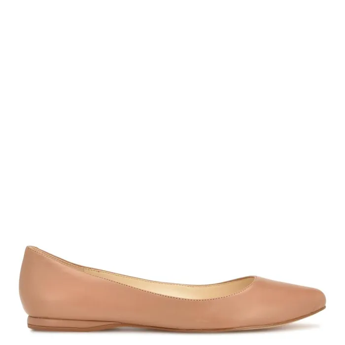 Speakup Almond Toe Flats Light Tan Leather Women Nine West Ballets