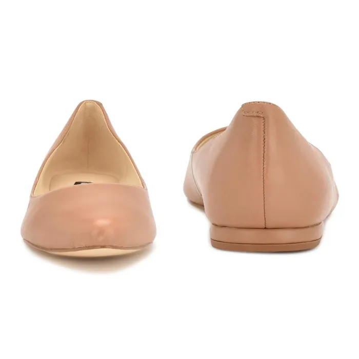 Speakup Almond Toe Flats Light Tan Leather Women Nine West Ballets