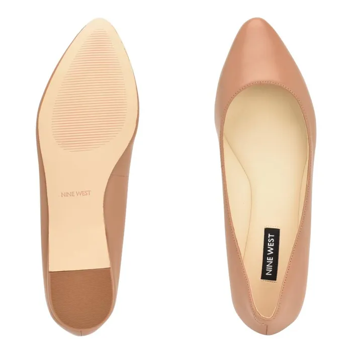 Speakup Almond Toe Flats Light Tan Leather Women Nine West Ballets