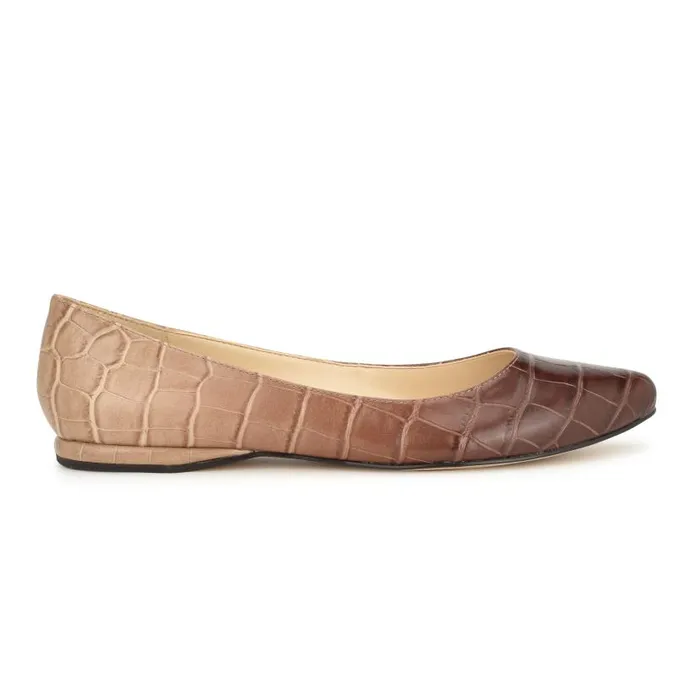 Speakup Almond Toe Flats Nude Ombre Croco Women Nine West Ballets
