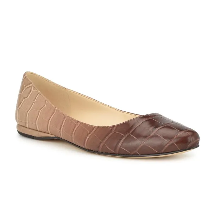 Speakup Almond Toe Flats Nude Ombre Croco Women Nine West Ballets