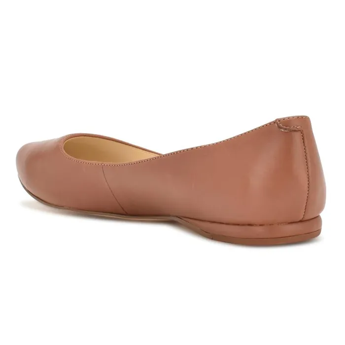 Speakup Almond Toe Flats Pecan Brown Leather Women Nine West Ballets