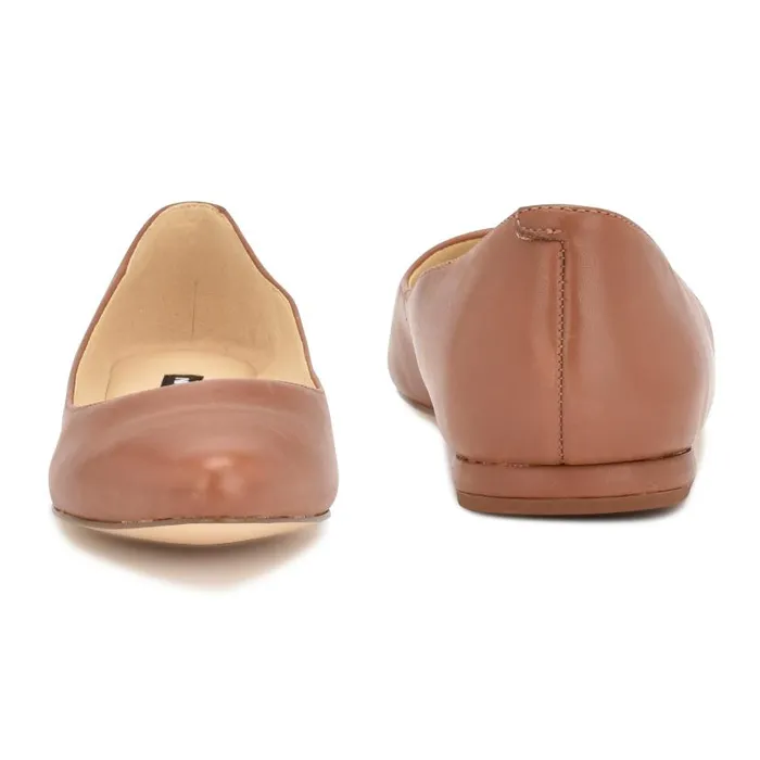 Speakup Almond Toe Flats Pecan Brown Leather Women Nine West Ballets