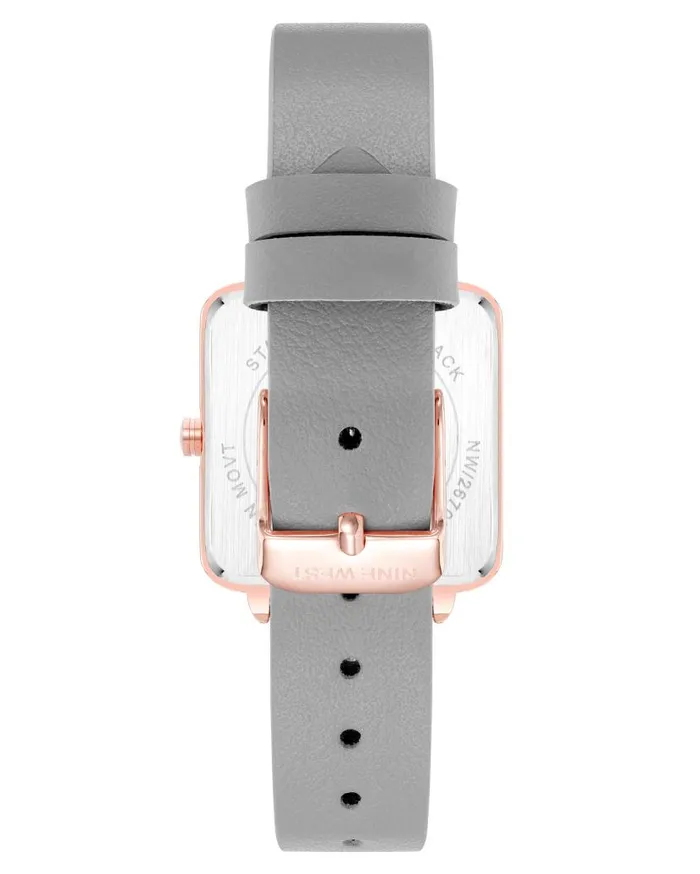 Square Case Smooth Strap Watch Greyrose Gold WomenMen Nine West Watches