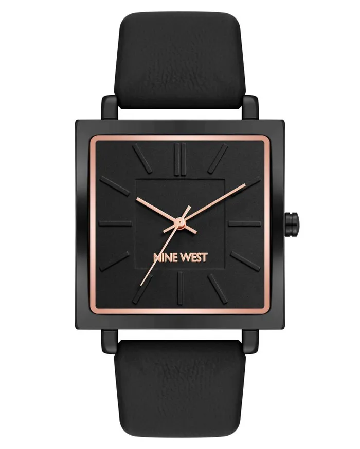 Square Case Strap Watch Black WomenMen Nine West Watches