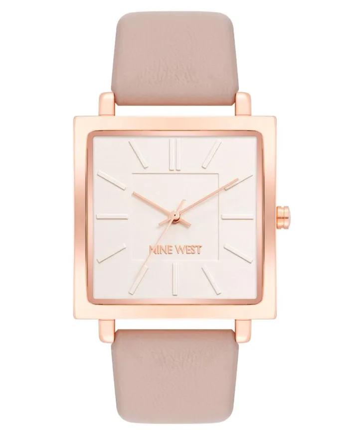Square Case Strap Watch Pink WomenMen Nine West Watches