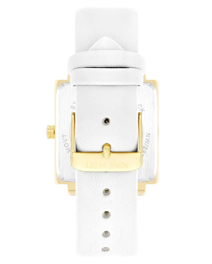 Square Case Strap Watch Whitegold WomenMen Nine West Watches