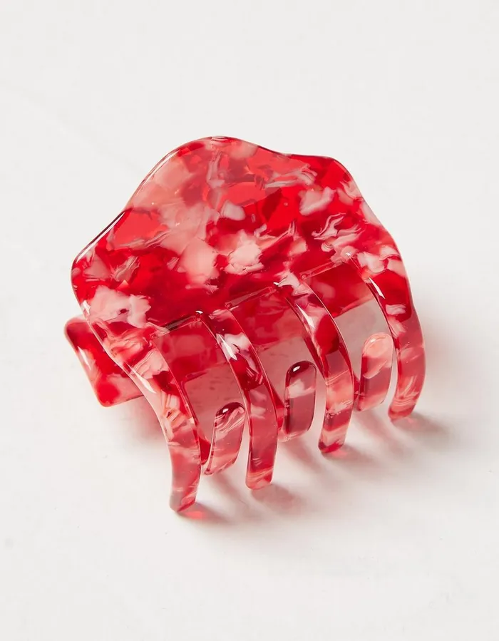 Square Claw Clip Cherry Red Women FatFace Hair Accessories