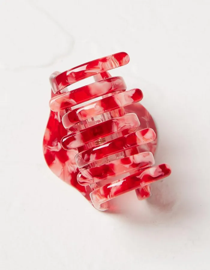 Square Claw Clip Cherry Red Women FatFace Hair Accessories