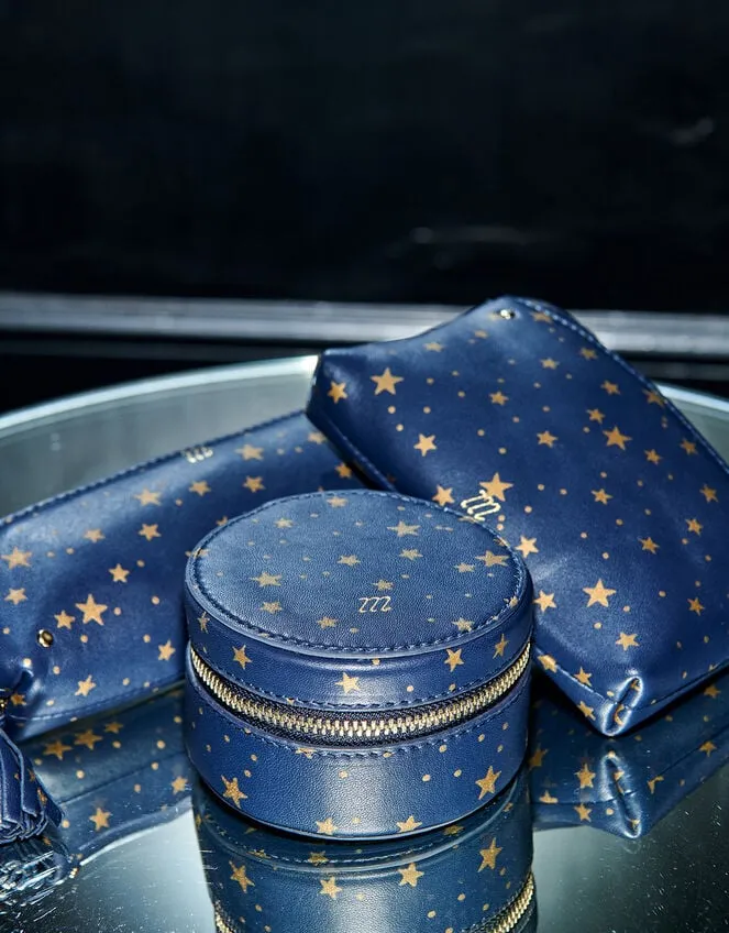 Star Print Large Leather Jewellery Box Women Monsoon Bags and Purses