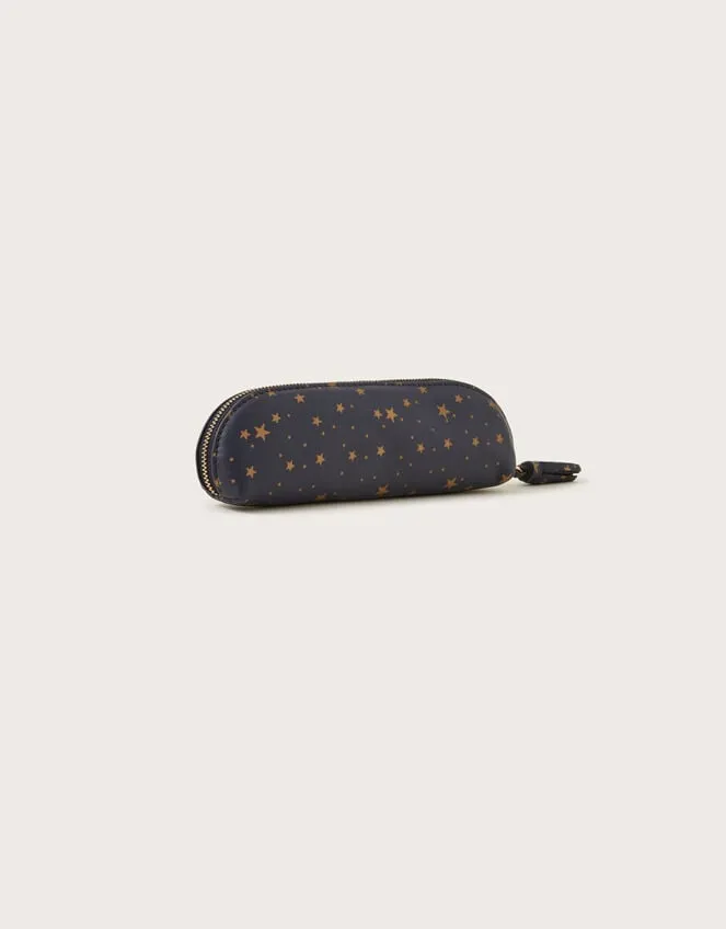 Star Print Leather Pencil Case Women Monsoon Bags and Purses