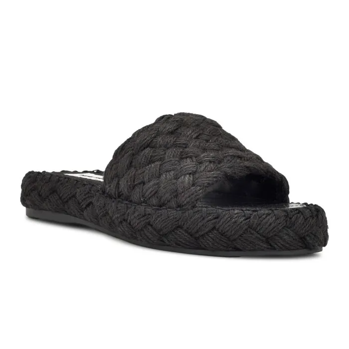Stef Woven Slide Sandals Black Women Nine West Sandals