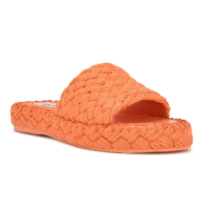 Stef Woven Slide Sandals Orange Women Nine West Sandals