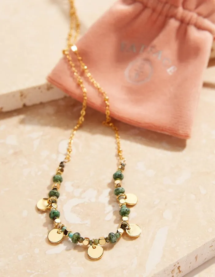 Stone And Disc Necklace Gold Women FatFace Jewellery