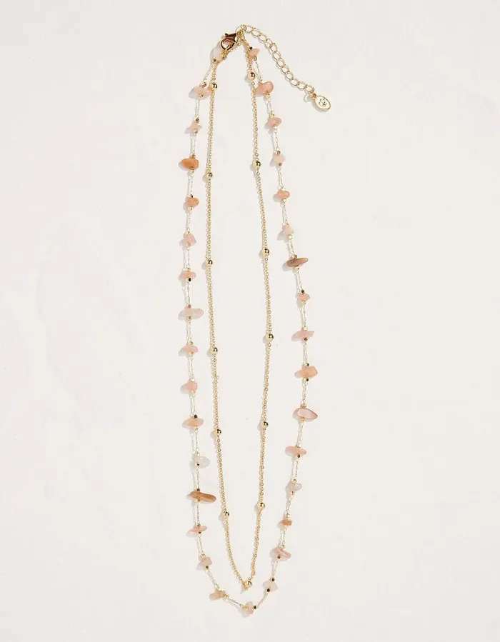Stone Layered Necklace Pink Women FatFace Jewellery
