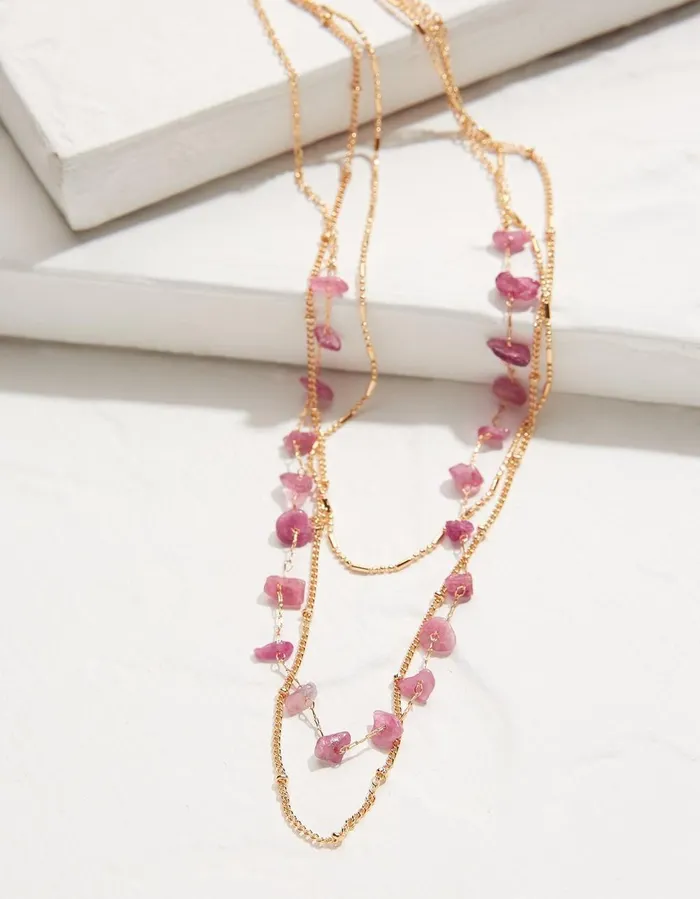 Stone Stacked Necklace Gold Women FatFace Jewellery