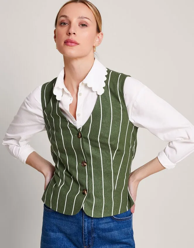 Susan Stripe Waistcoat Green Women Monsoon Tops and Blouses