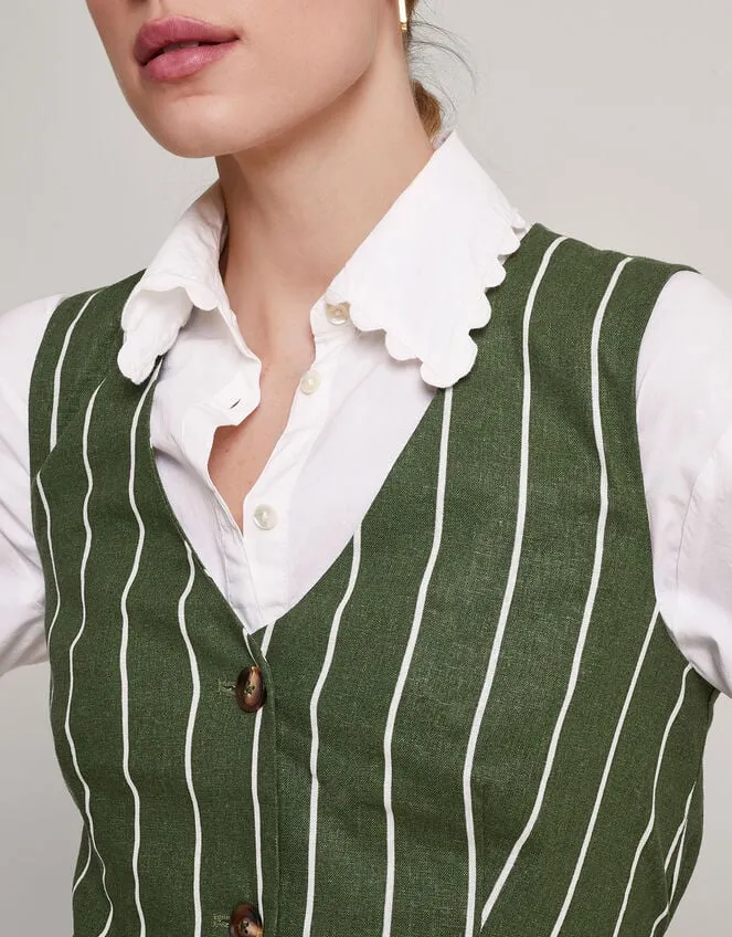 Susan Stripe Waistcoat Green Women Monsoon Tops and Blouses