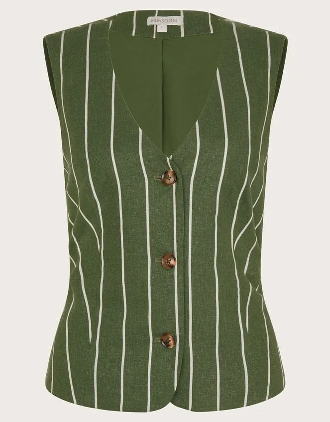 Susan Stripe Waistcoat Green Women Monsoon Tops and Blouses