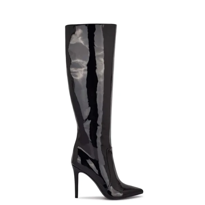 Taler Heeled Boots Black Patent Women Nine West Boots and Booties