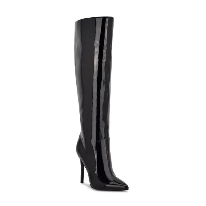 Taler Heeled Boots Black Patent Women Nine West Boots and Booties