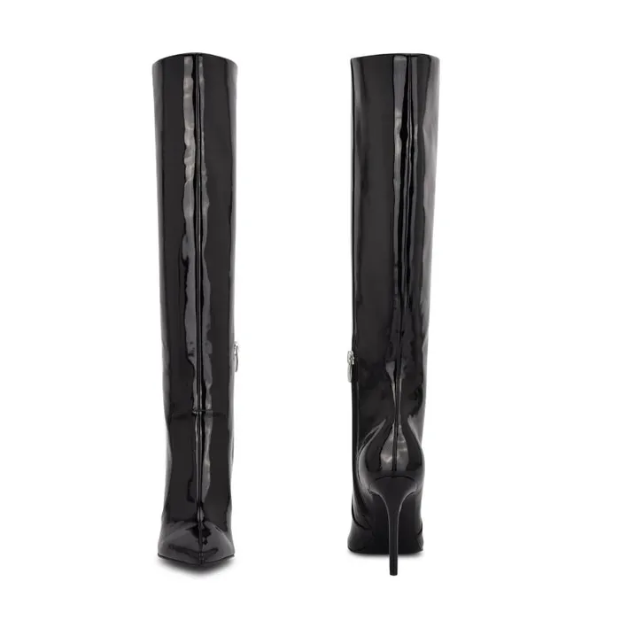 Taler Heeled Boots Black Patent Women Nine West Boots and Booties