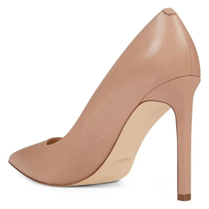 Tatiana Pointy Toe Pumps Barely Nude Leather Women Nine West Heels