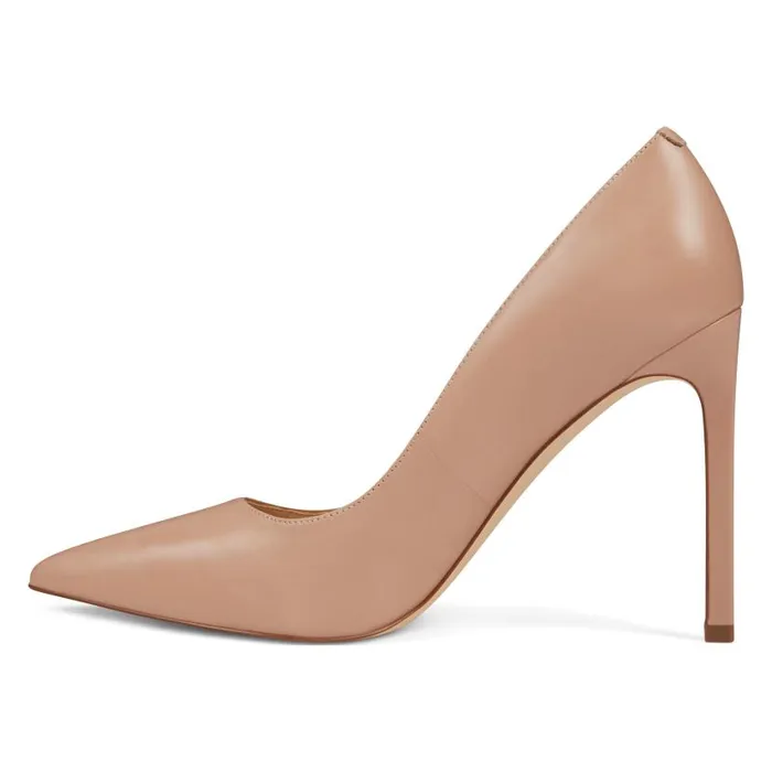 Tatiana Pointy Toe Pumps Barely Nude Leather Women Nine West Heels
