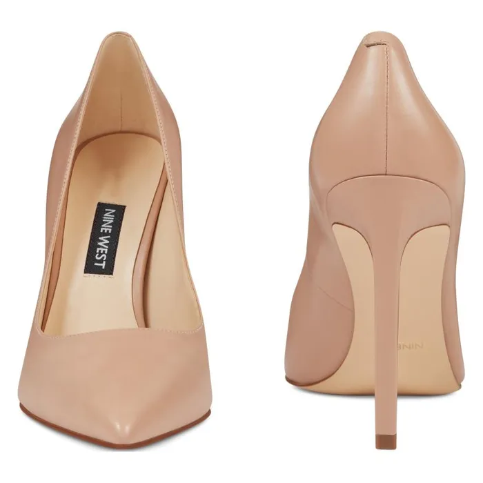 Tatiana Pointy Toe Pumps Barely Nude Leather Women Nine West Heels