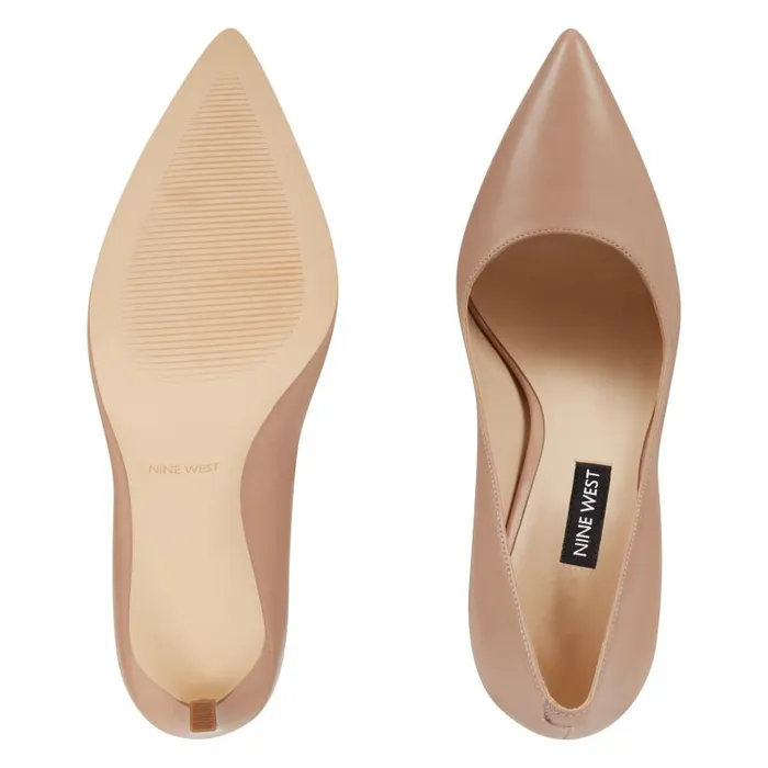 Tatiana Pointy Toe Pumps Barely Nude Leather Women Nine West Heels