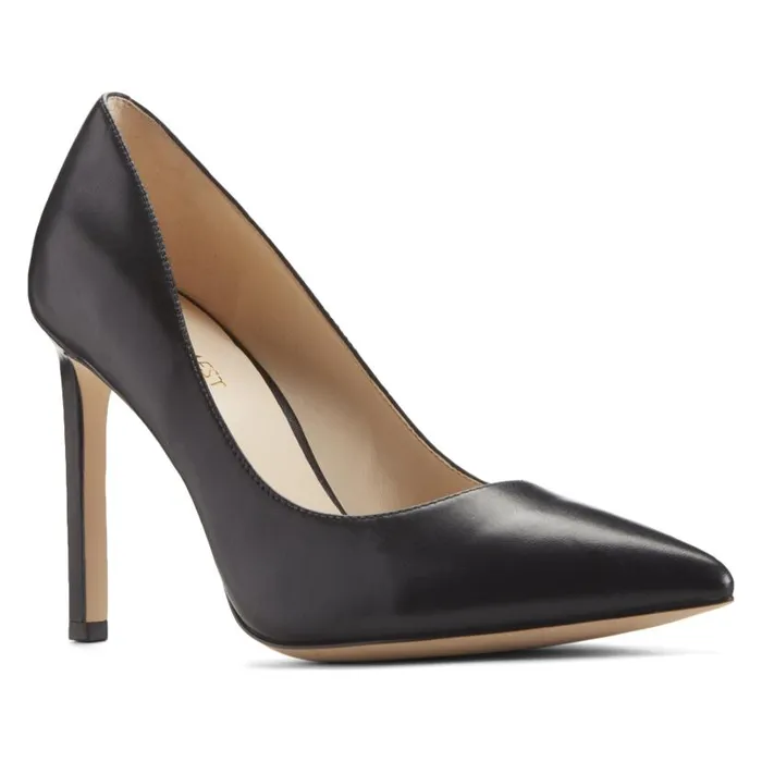 Tatiana Pointy Toe Pumps Black Leather Women Nine West Heels