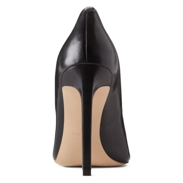 Tatiana Pointy Toe Pumps Black Leather Women Nine West Heels