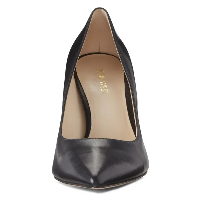 Tatiana Pointy Toe Pumps Black Leather Women Nine West Heels
