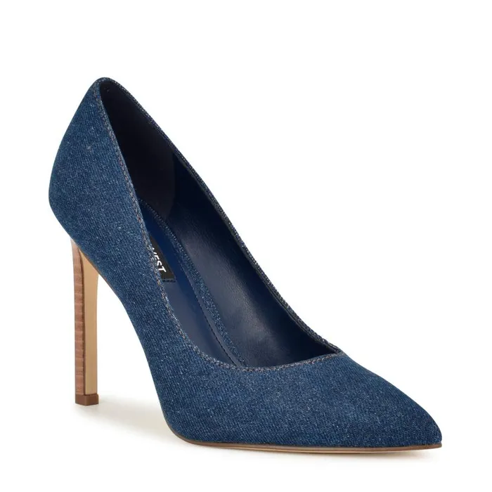 Tatiana Pointy Toe Pumps Blue Women Nine West Heels