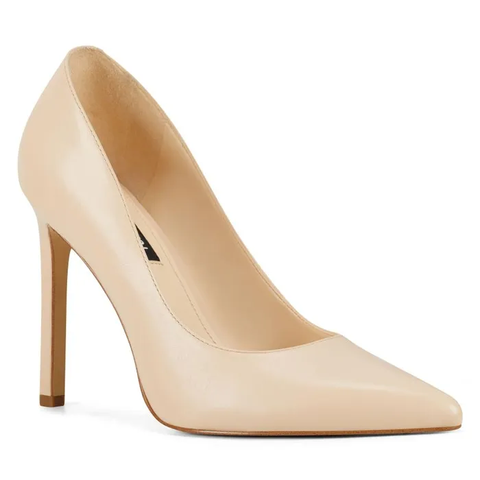 Tatiana Pointy Toe Pumps Ivory Leather Women Nine West Heels
