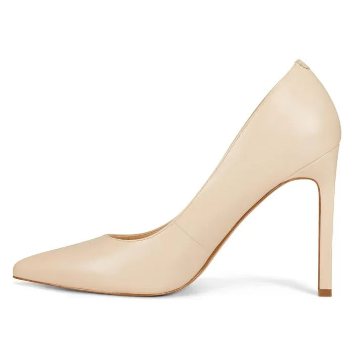 Tatiana Pointy Toe Pumps Ivory Leather Women Nine West Heels