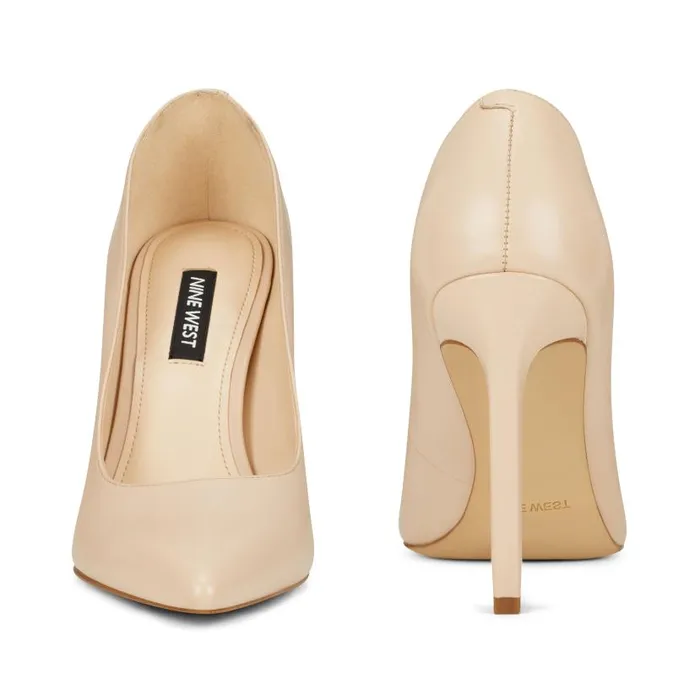 Tatiana Pointy Toe Pumps Ivory Leather Women Nine West Heels