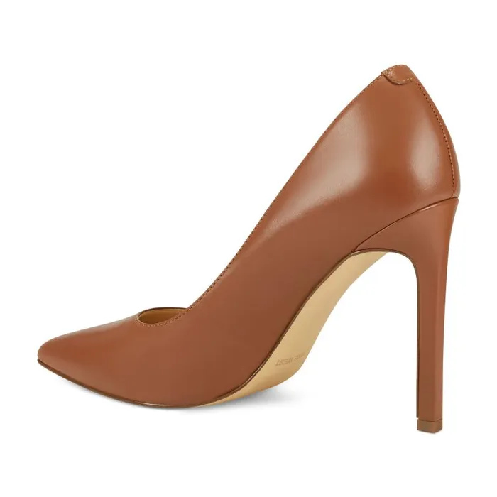 Tatiana Pointy Toe Pumps Light Brown Leather Women Nine West Heels